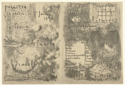 Omslag til programhefte med annonse for La Revue Blanche og kunngjøring av skuespill Ames kabaler La revue blanche transformée Ames kabaler av Edouard Vuillard