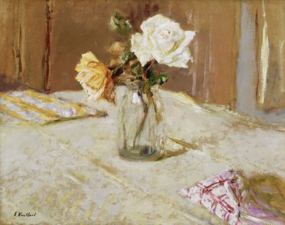 Roser i glassvase av Edouard Vuillard