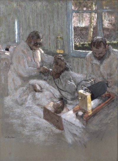Kardiologen Henri Vaquez (1860-1936) og hans assistent, doktor Parvu, ved la Pitie, ca. 1918-21 (pastell på papir) av Edouard Vuillard