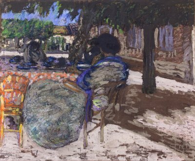 Under trærne i den røde paviljongen, 1905–07 (olje på lerret) av Edouard Vuillard
