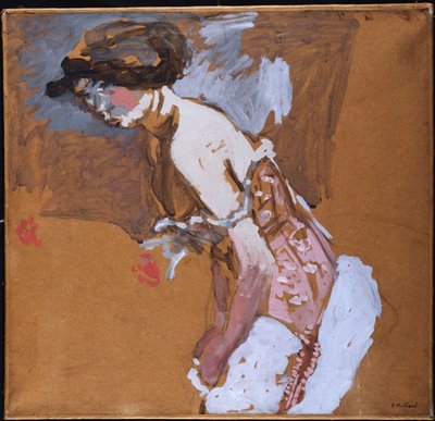 Kvinne i rødt korsett av Edouard Vuillard
