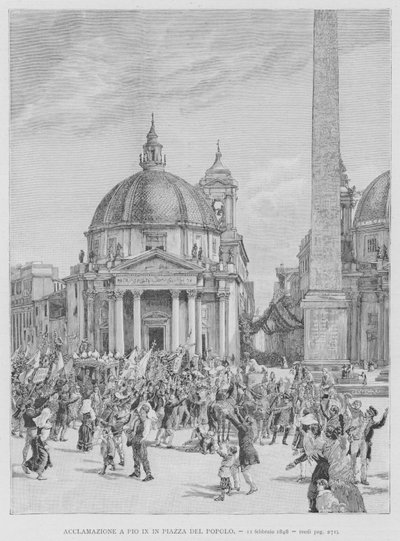 Akklamasjon til Pius IX på Piazza del Popolo av Edouardo Matania