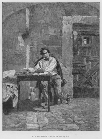 F D Guerrazzi In Prigione (gravering) av Edouardo Matania