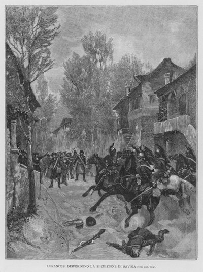 Franskmennene sprer Savoy-ekspedisjonen (gravering) av Edouardo Matania