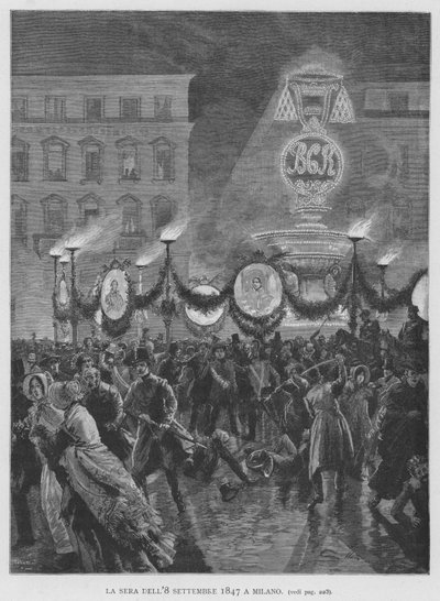 Kvelden 8. september 1847 i Milano (gravering) av Edouardo Matania