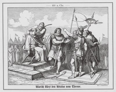 Alarik I avsetter den romerske keiseren Attalus, 410 (gravering) av Eduard Bendemann