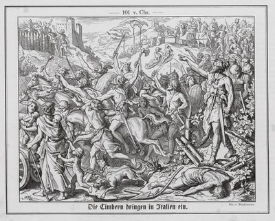 Kimbrernes invasjon av romersk territorium av Eduard Bendemann