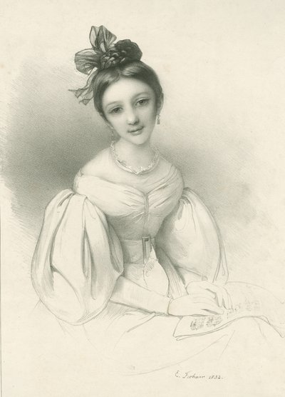 Portrett av Clara Wieck-Schumann 1819-1896, 1832. av Eduard Clemens Fechner