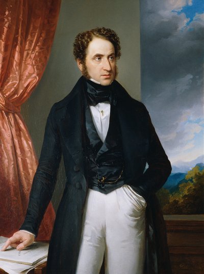 Portrett av fiolinisten og komponisten Josef Benesch 1795-1873, 1840. av Eduard Ender