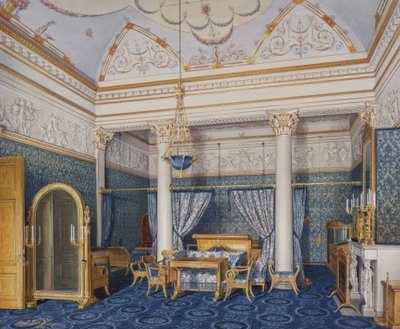 Interiør av Vinterpalasset. Sengekammeret til keiserinne Alexandra Fyodorovna, 1870 av Eduard Hau