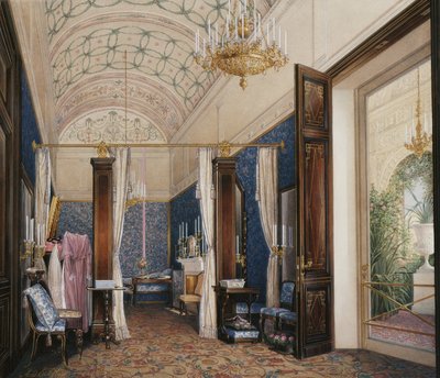 Interiør av Vinterpalasset. Omkledningsrommet til keiserinne Alexandra Fyodorovna, 1871 av Eduard Hau