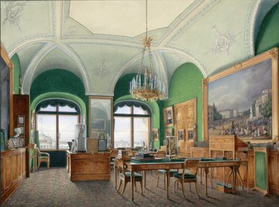 Interiør av Vinterpalasset. Den store studien av keiser Nicholas I, 1860-tallet av Eduard Hau