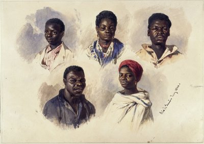 Fem portretter av afro-brasilianere, brystbilder av Eduard Hildebrandt