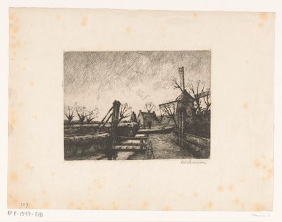 Sti med bru langs en grøft av Eduard Karsen (signed by artist)