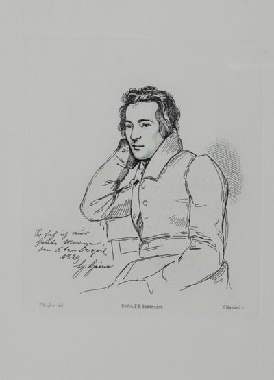 Portrett av poeten Heinrich Heine 1797-1856 etter Franz Kugler fra 1829, 1854 av Eduard Mandel