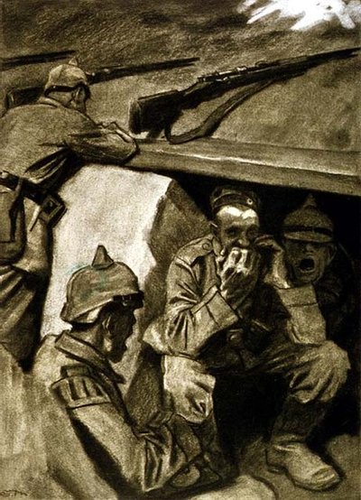 A Mouth Organ in the Trenches, illustrasjon fra et tysk magasin, 