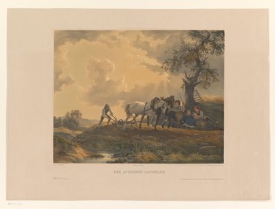 Figurer som pløyer jorden Den pløyende bonden (tittel på objekt) av Eduard Weixlgärtner