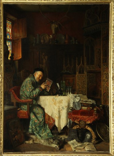 Samleren (pantelåner) - Maleri av Eduard von Gruetzner (1846-1925), olje på lerret av Eduard von Grutzner