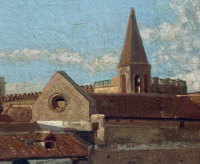 Terrassen, av Edoardo Dalbono (1841-1915), olje på panel, 45x30 cm. Detalj. av Eduardo Dalbono