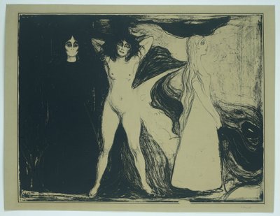Kvinner i tre stadier (original tittel) Kvinne (sfinks) (original tittel) av Edvard Munch (signed by artist)