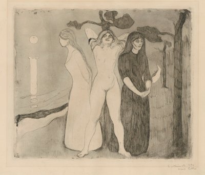 Kvinnen II (Sfinksen; kvinnen i tre stadier) av Edvard Munch