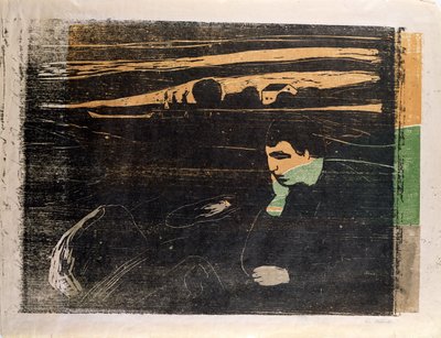 Evening, Melankoli: On the Beach (Abend, Melancholie am Strand) (tresnitt) av Edvard Munch