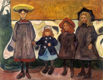 Fire jenter i Åsgårdstrand av Edvard Munch