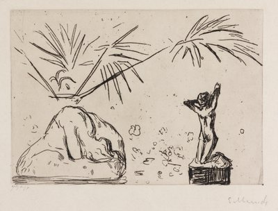 Interiør med skulpurer av Edvard Munch