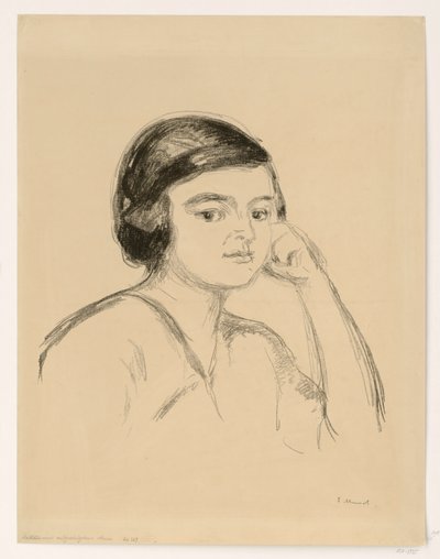 Ung kvinne (ung kvinne med hånden mot kinnet; jente med støttet arm) av Edvard Munch