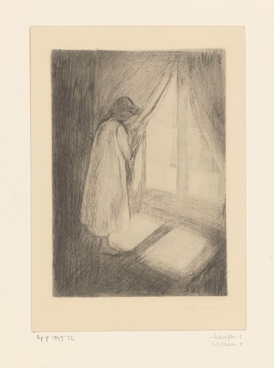 Jente i nattkjole ved et vindu The Girl by the Window (original tittel) av Edvard Munch