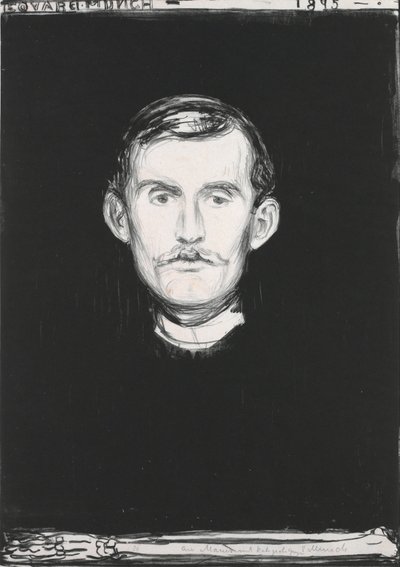 Selvportrett med skjelettarm av Edvard Munch