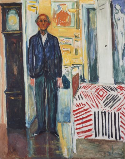 Selvportrett, Mellom klokken og sengen av Edvard Munch