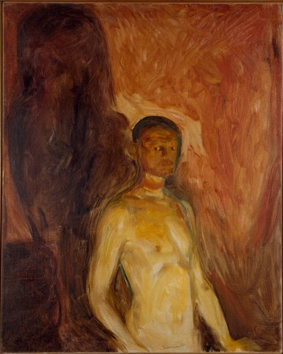 Self Portrait in Hell Painting by Edvard Munch (1863-1944) 1895 approx. Sun. 81,5x65,5 cm Oslo, Kommunes Kunstsamlinger Munch-Museet (Musee Munch) av Edvard Munch