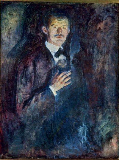 Selvportrett med sigarett (olje på lerret) av Edvard Munch