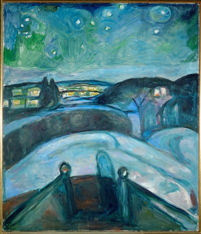 Stjernenatt, Ekely (maleri på lerret) av Edvard Munch