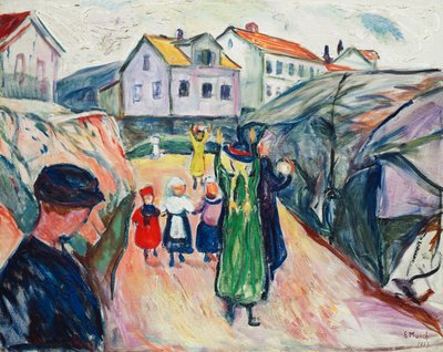 Street in Kragero (Gate i Kragero); Dorfstrasse Kragero (Gate i Kragero) av Edvard Munch