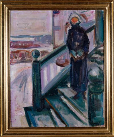 Kvinne på verandaen (olje på lerret) av Edvard Munch