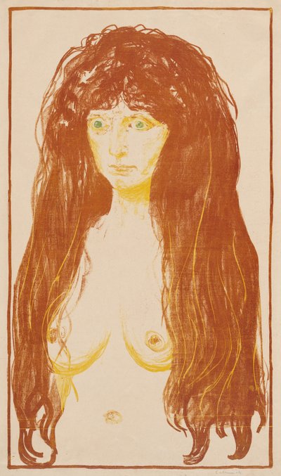 Kvinne med rødt hår og grønne øyne (Synden) av Edvard Munch