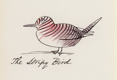 Edward Lear, The Bird Book: The Stripy Bird (farge litho) av Edward (after) Lear