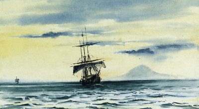 Det siste synet av Mount Discovery: SS. "Morning" og "Terra Nova" etter "Discovery" ut av McMurdo Strait, 19. februar midnatt, 1904 av Edward Adrian Wilson