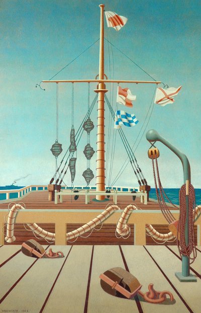 Signalstasjon (brygge) (tempera på trepanel) av Edward Alexander Wadsworth