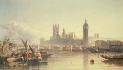 Houses of Parliament og Westminster Bridge av Edward Angelo Goodall