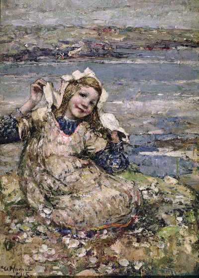 Ved sjøen (olje på lerret) av Edward Atkinson Hornel