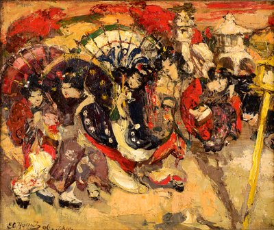 Japanske figurer i en hage av Edward Atkinson Hornel