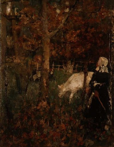 Pastoralt landskap med en jente av Edward Atkinson Hornel