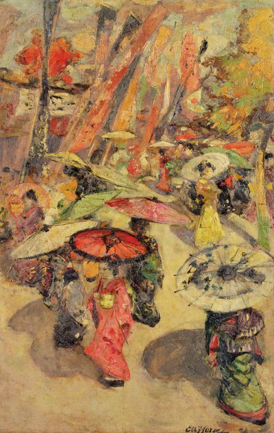 Gatescene, Tokyo av Edward Atkinson Hornel