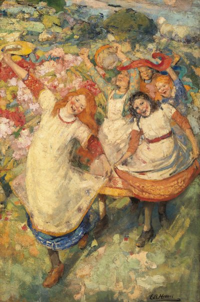The Dance of Spring (olje på lerret) av Edward Atkinson Hornel