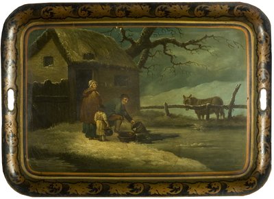 Breaking the Ice, ca. 1800 (olje på japansk tinn tebrett) av Edward Bird