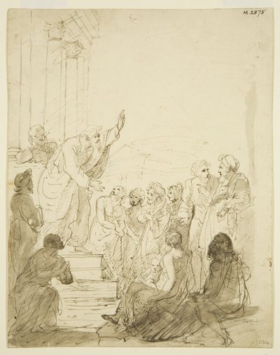 Original skisse for altertavlen i St Pauls (blyant og akvarell på papir) av Edward Bird