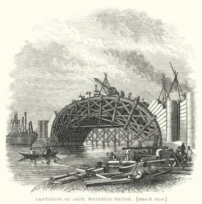 Sentrering av bue, Waterloo Bridge (gravering) av Edward Blore